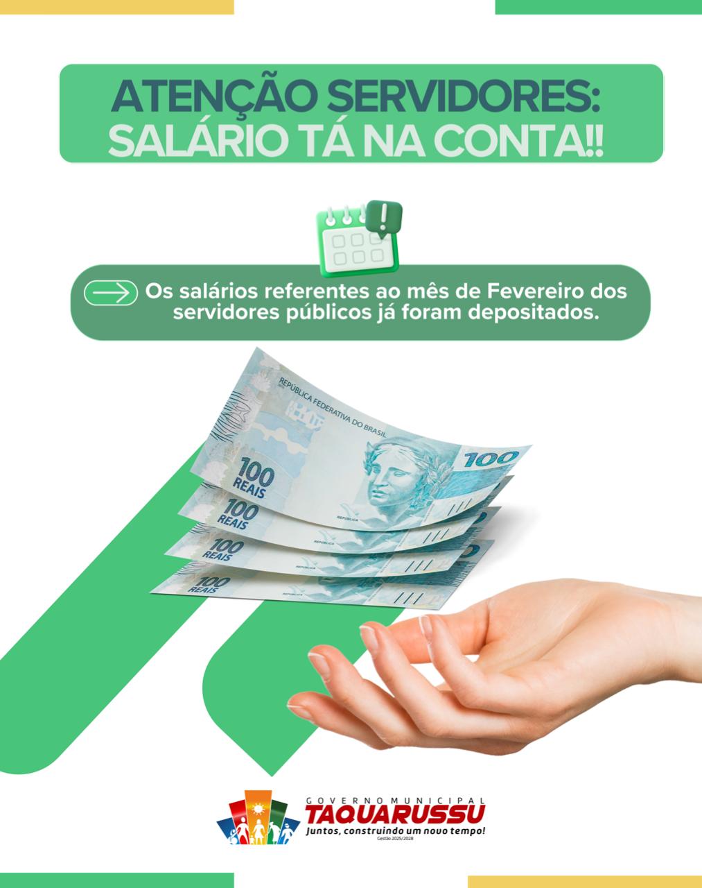 PAGAMENTO REFERENTE A FEVEREIRO TÁ NA CONTA