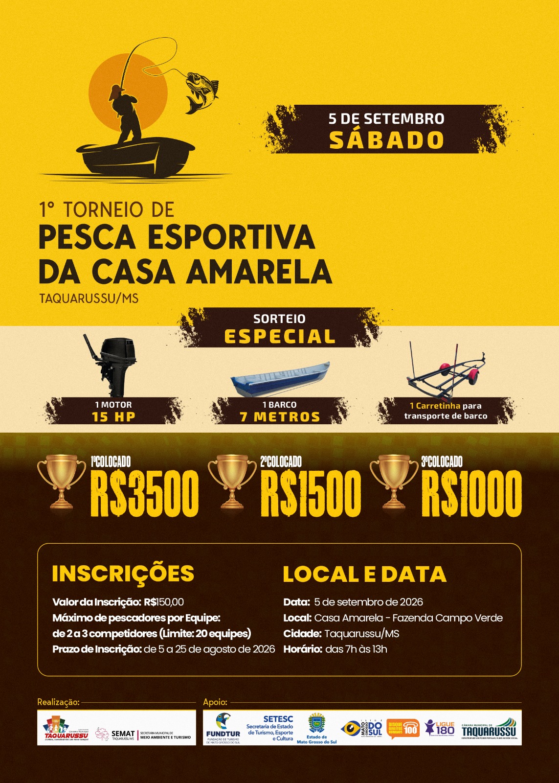 Vem aí o 1º Torneio de Pesca Esportiva da Casa Amarela